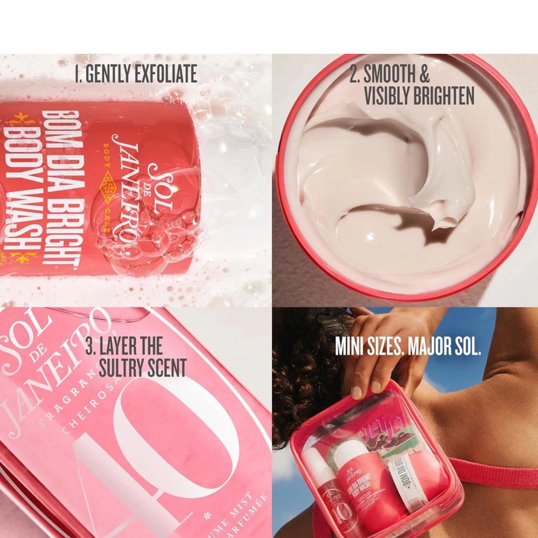 Vezmora Sol de Janeiro Bom Dia Bright Jet Set – Travel Size Body Care & Perfume Set