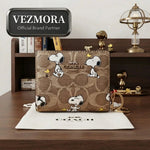 Vezmora Coach x Peanuts Signature Canvas Snoopy Print Small Wallet with Key Ring
