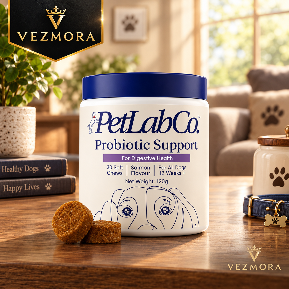 VEZmora PetLab Co. Probiotic Support Soft Chews for Dogs, Salmon Flavour (30 Soft Chews)