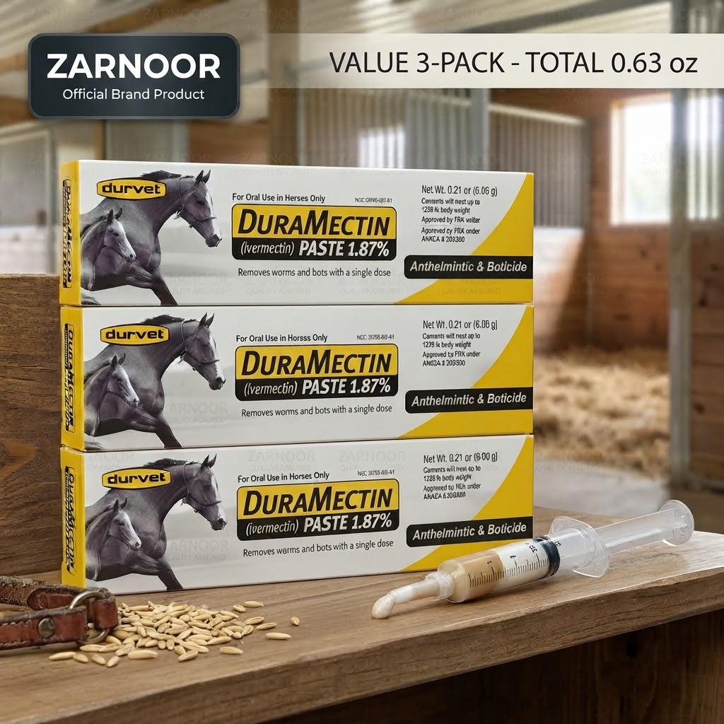 Vezmora Durvet Duramectin Ivermectin Paste 1.87% Horse Dewormer - Value 3-Pack (0.63 oz Total) - Vezmora