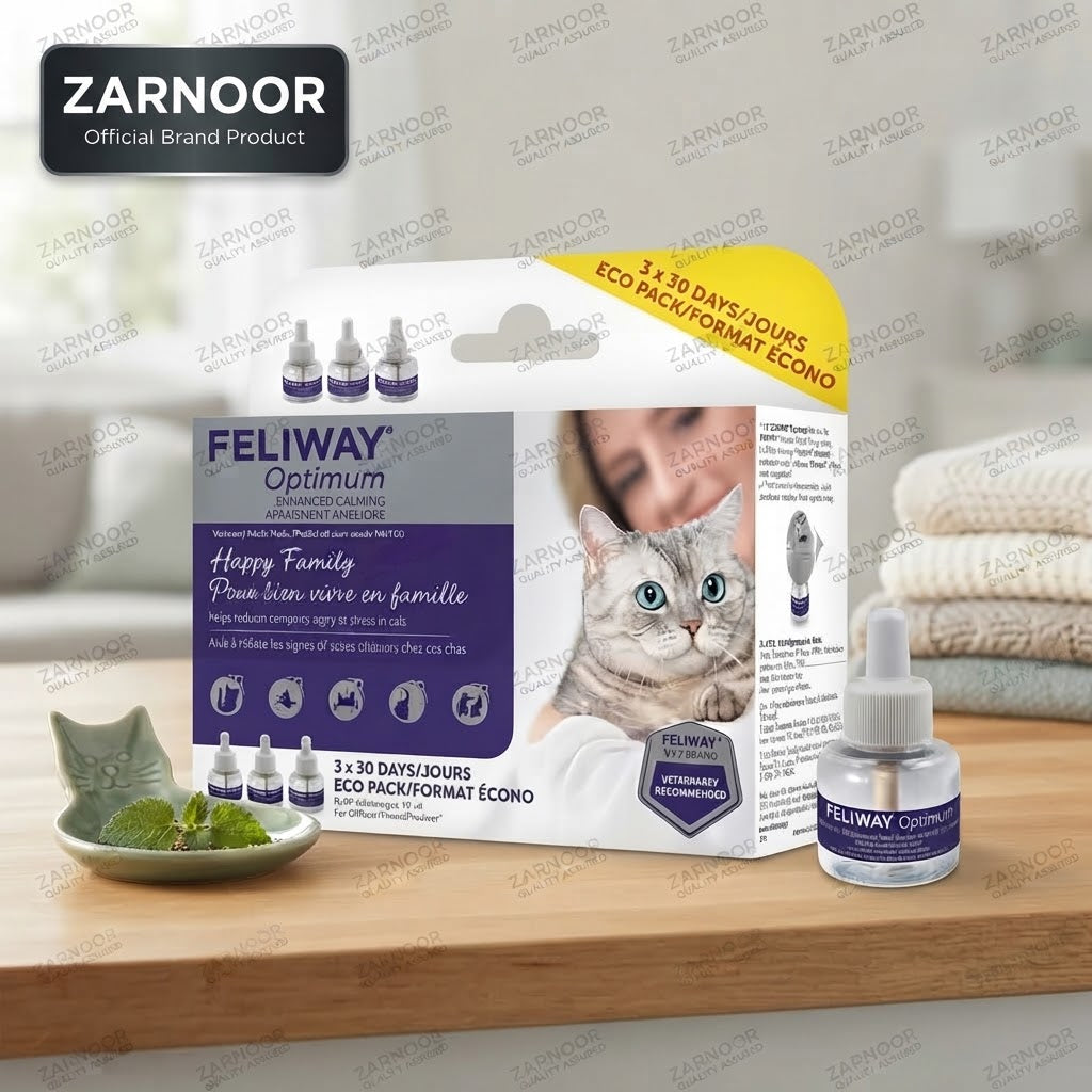 Vezmora Feliway Optimum Enhanced Calming Cat Diffuser Refill Eco Pack - 3 x 30 Days - Vezmora