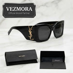 Vezmora Saint Laurent YSL Monogram Black Square Sunglasses with Case & Box Set