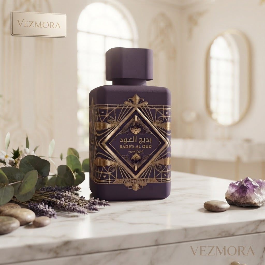 VEZmora Lattafa Bade'e Al Oud Amethyst Eau de Parfum - Luxury Fragrance Spray (100 ml / 3.4 Fl Oz)