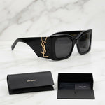 Vezmora Saint Laurent YSL Monogram Black Square Sunglasses with Case & Box Set - Vezmora