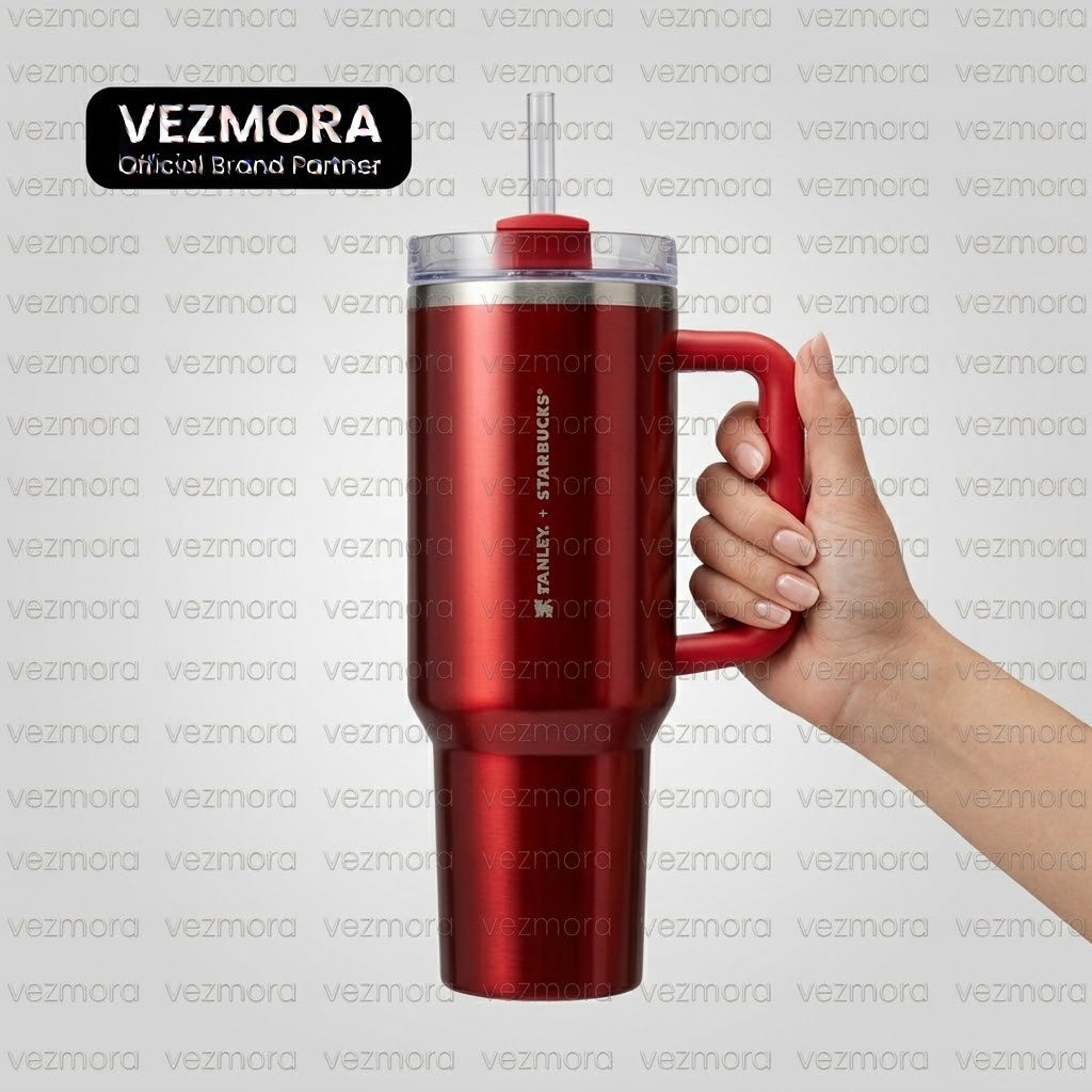 VEZmora Starbucks x Stanley Quencher H2.0 FlowState Insulated Stainless Steel 40oz Tumbler, Red
