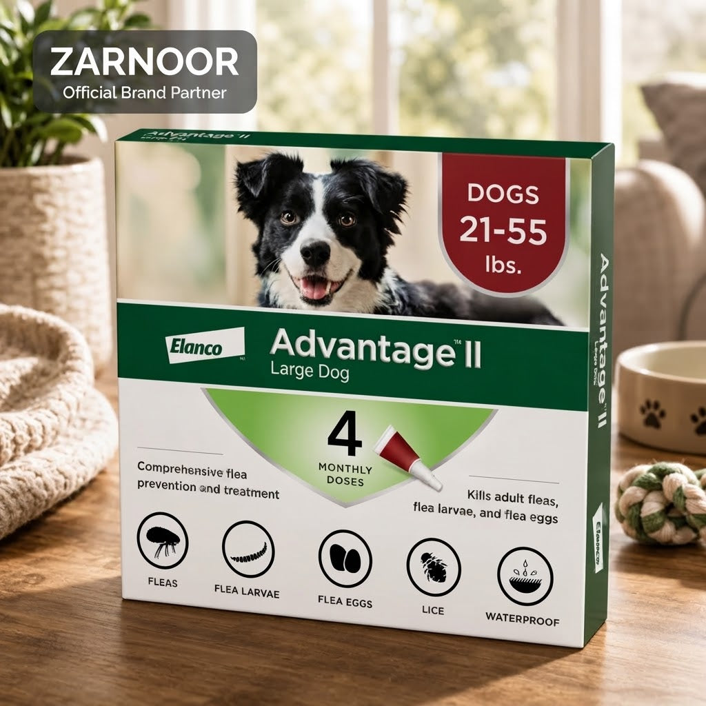 Advantage II Large Dog Flea Treatment (21-55 lbs, 4 Doses) + Pet Protect Digestive Health Chews (60 Count) Bundle