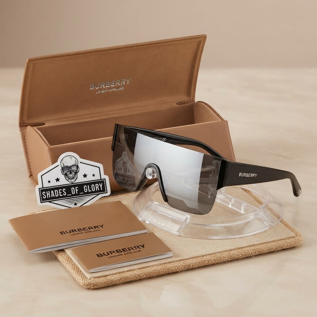 Vezmora Burberry Shield Sunglasses with Branded Hard Case & Packaging - Vezmora