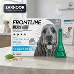 Vezmora Frontline Plus Spot-On Flea, Tick & Lice Treatment for Medium Dogs (10-20 kg) - 6 Pipettes - Vezmora