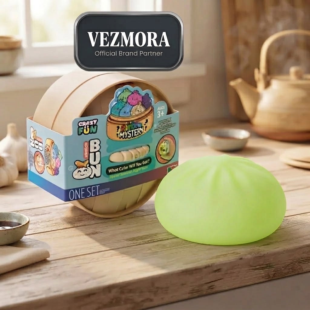 Vezmora Crazy Fun Squishy Bun Rainbow Mystery Blind Box Toy with Steamer Container