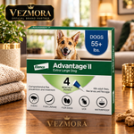 VEZmora Advantage II Flea Treatment & Prevention for Extra Large Dogs (Over 55 lbs) – 4 Doses