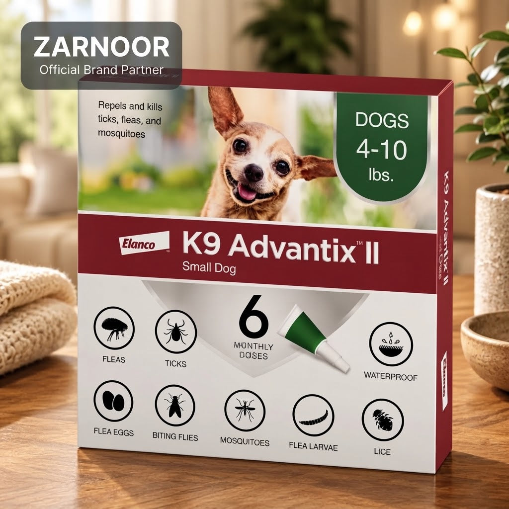 VEZmora K9 Advantix II Flea, Tick & Mosquito Treatment for Small Dogs (4-10 lbs) – 6 Doses