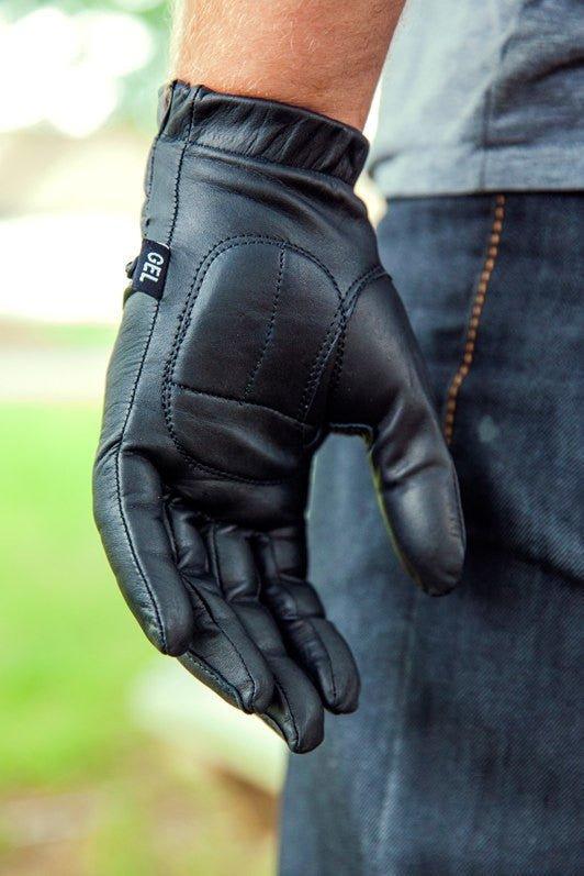 Vance GL2091 Mens Black Gel Palm Leather Driving Gloves