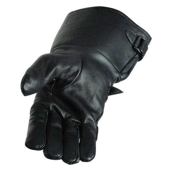 Vance GL2064 Mens Black Lined Biker Leather Motorcycle Gauntlet Gloves