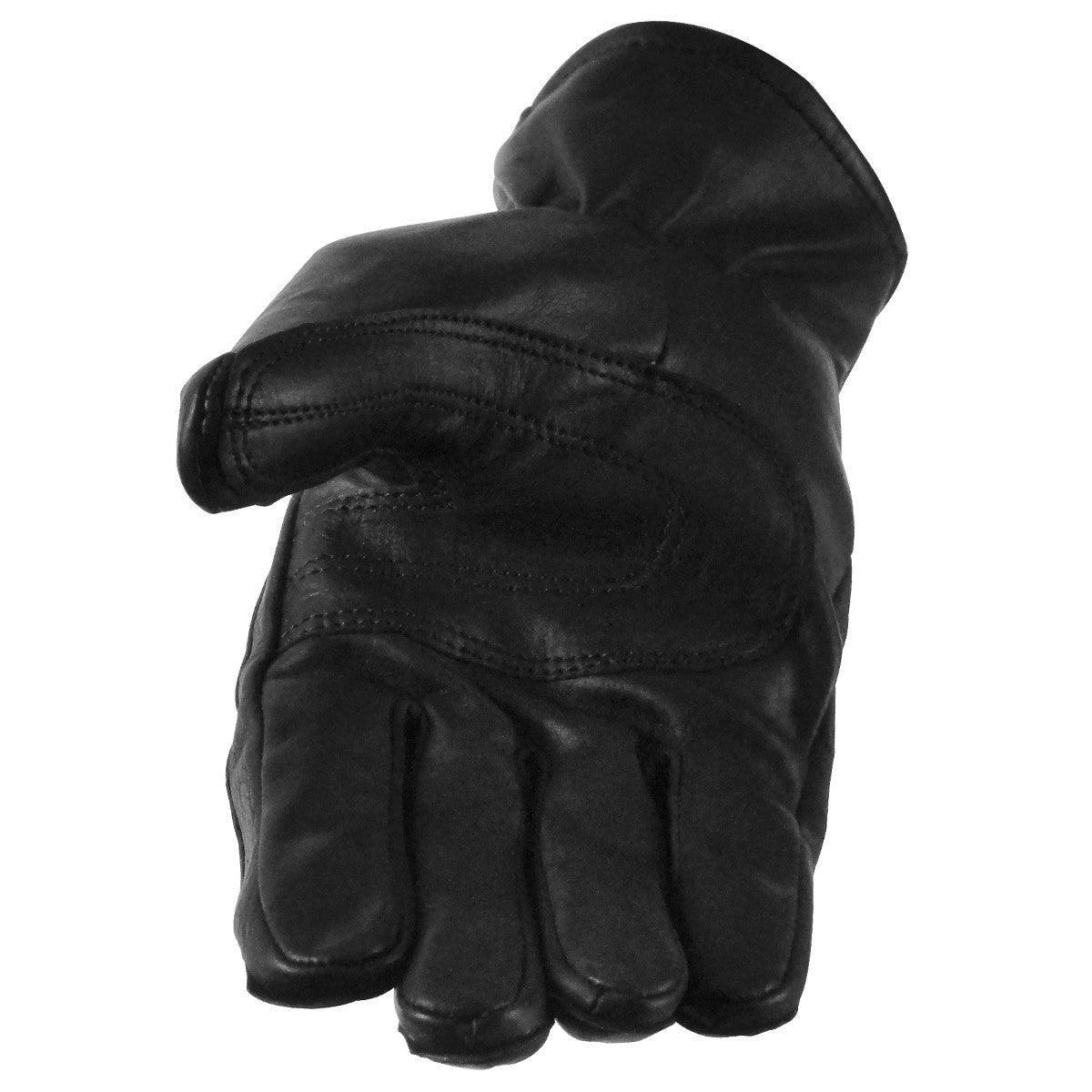 Vance GL2081 Womens Silver Zipper Black Cowhide Leather Motorcycle Gloves