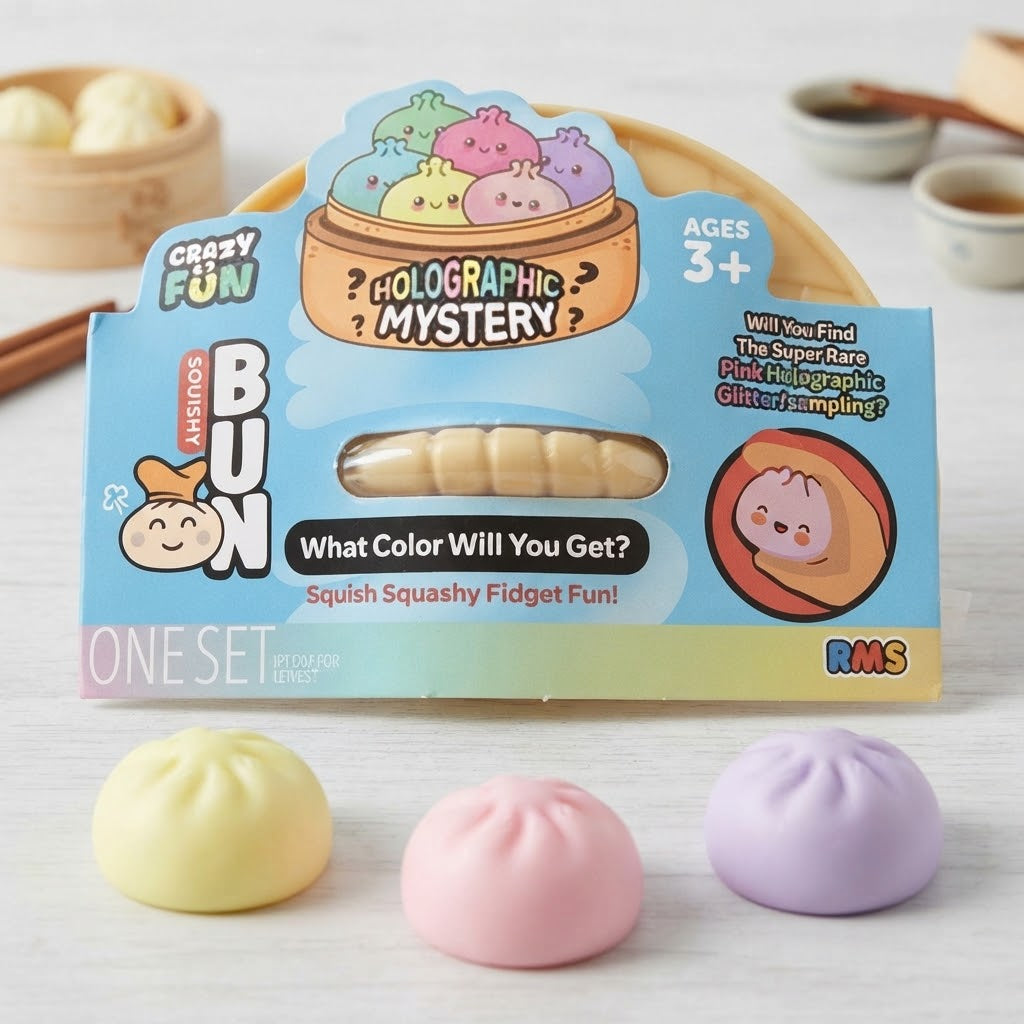 Vezmora Crazy Fun Squishy Bun Holographic Mystery Blind Box Fidget Toy - Vezmora