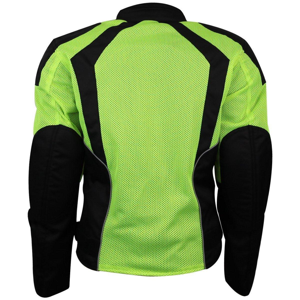 Vance Womens High Visibility Mesh Motorcycle Riding Jacket With CE Armor & Removeable Thermal Liner