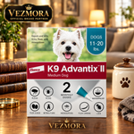VEZmora Elanco K9 Advantix II Flea, Tick, and Mosquito Treatment for Medium Dogs (11-20 lbs), 2 Doses