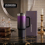 VEZmora Stanley Quencher H2.0 FlowState Insulated Stainless Steel 40oz Tumbler, Black Chroma Collection