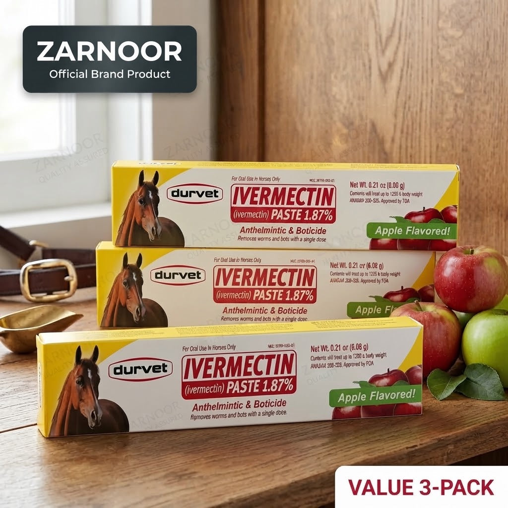 Vezmora Durvet Ivermectin Paste 1.87% Apple Flavored Horse Dewormer - Value 3-Pack - Vezmora