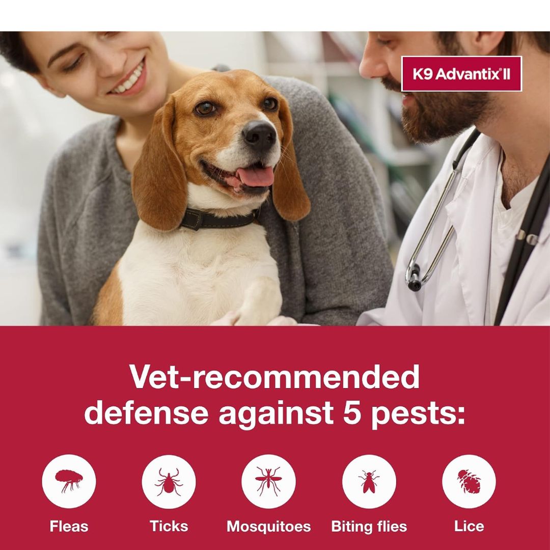 VEZmora K9 Advantix II Flea, Tick & Mosquito Treatment for Small Dogs (4-10 lbs) – 6 Doses