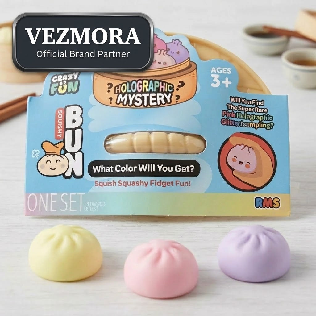 Vezmora Crazy Fun Squishy Bun Holographic Mystery Blind Box Fidget Toy