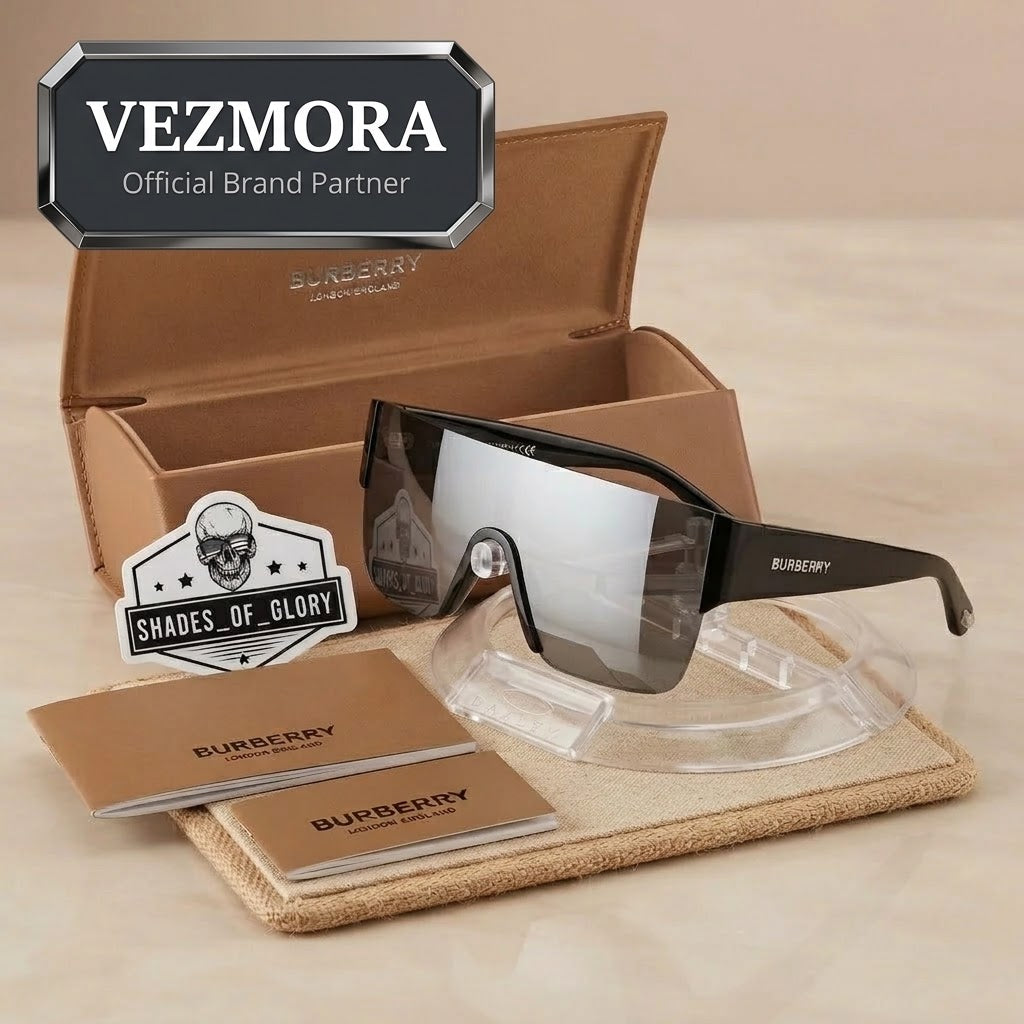 Vezmora Burberry Shield Sunglasses with Branded Hard Case & Packaging