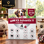 VEZmora Elanco K9 Advantix II Flea, Tick, and Mosquito Treatment for Large Dogs (21-55 lbs), 4 Doses