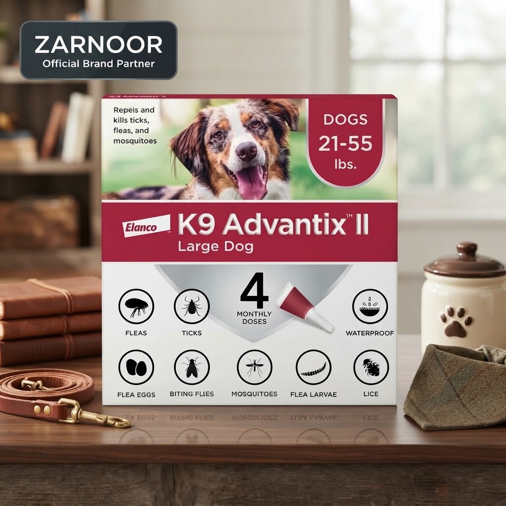 VEZmora Elanco K9 Advantix II Flea, Tick, and Mosquito Treatment for Large Dogs (21-55 lbs), 4 Doses