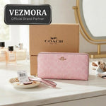 Vezmora Coach Signature Pink Accordion Zip Around Wallet with Wrist Strap