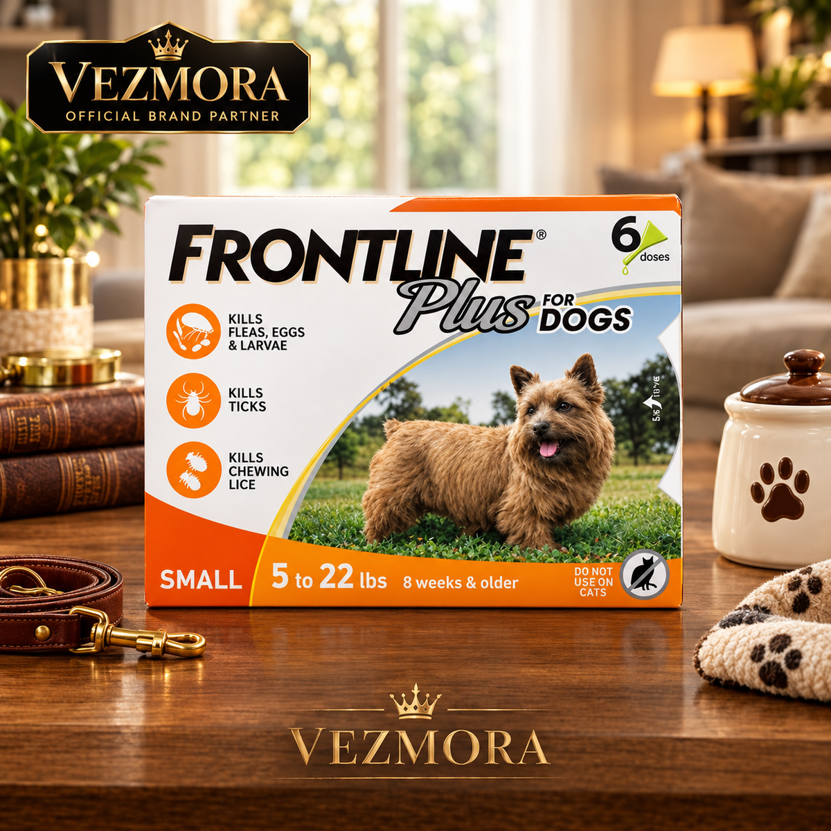 VEZmora Frontline Plus Flea and Tick Treatment for Small Dogs (5 to 22 lbs), 6 Doses