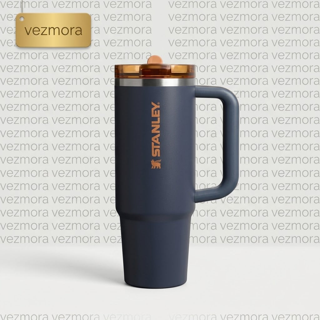 Stanley Quencher H2.0 FlowState Tumbler, 40 oz (Navy / Orange Accents)