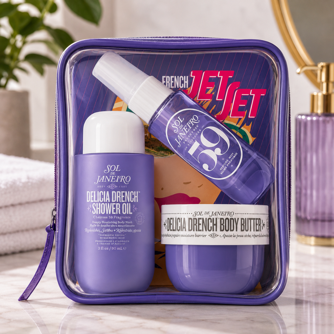 Vezmora Sol de Janeiro Delícia Drench Jet Set – Travel Size Body Care & Perfume Set