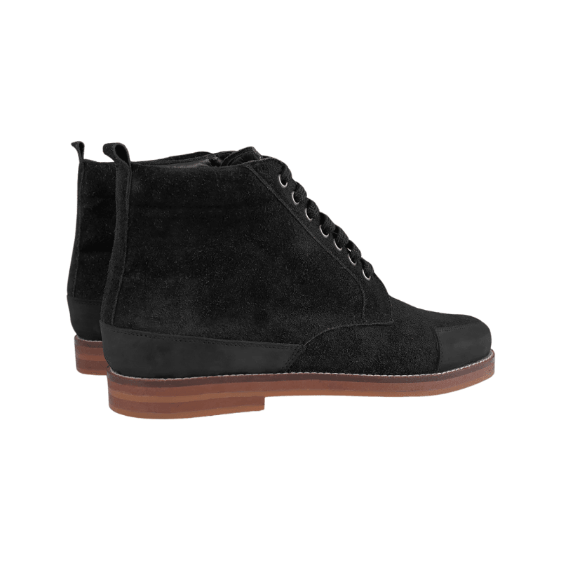 Men's Distressed Black Suede Biker Boots, Water-Repellent, Crepe Sole