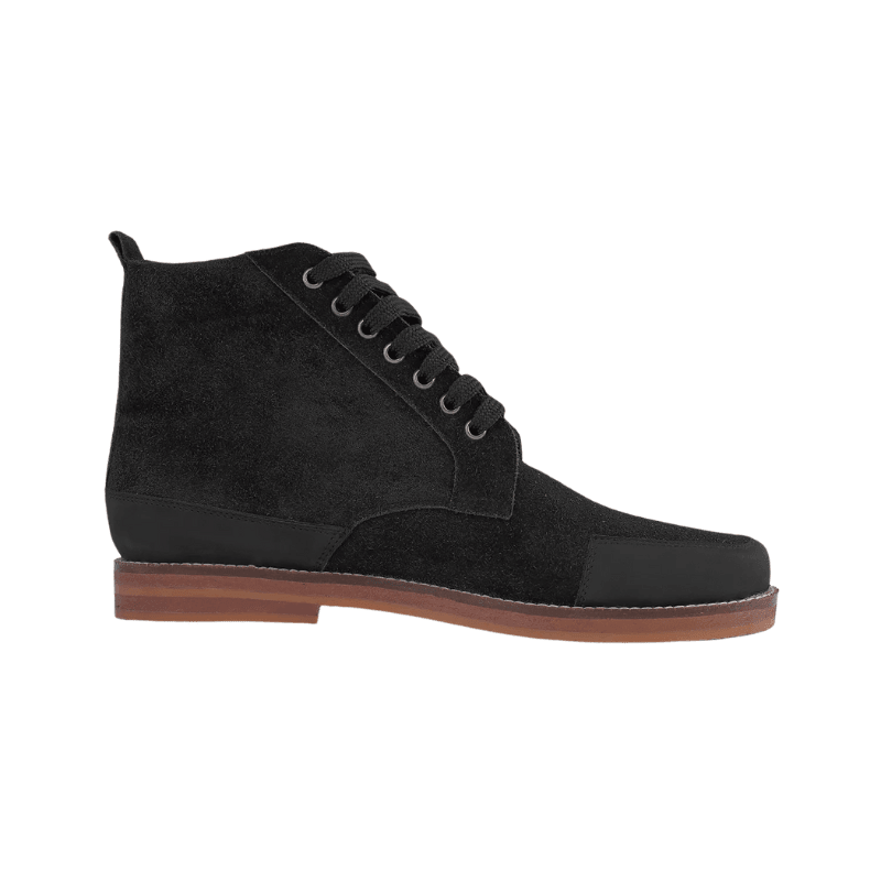 Men's Distressed Black Suede Biker Boots, Water-Repellent, Crepe Sole