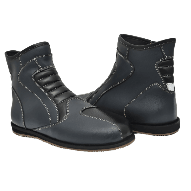 Urban Leather Biker Boots with Heavy-Duty Rubber Sole