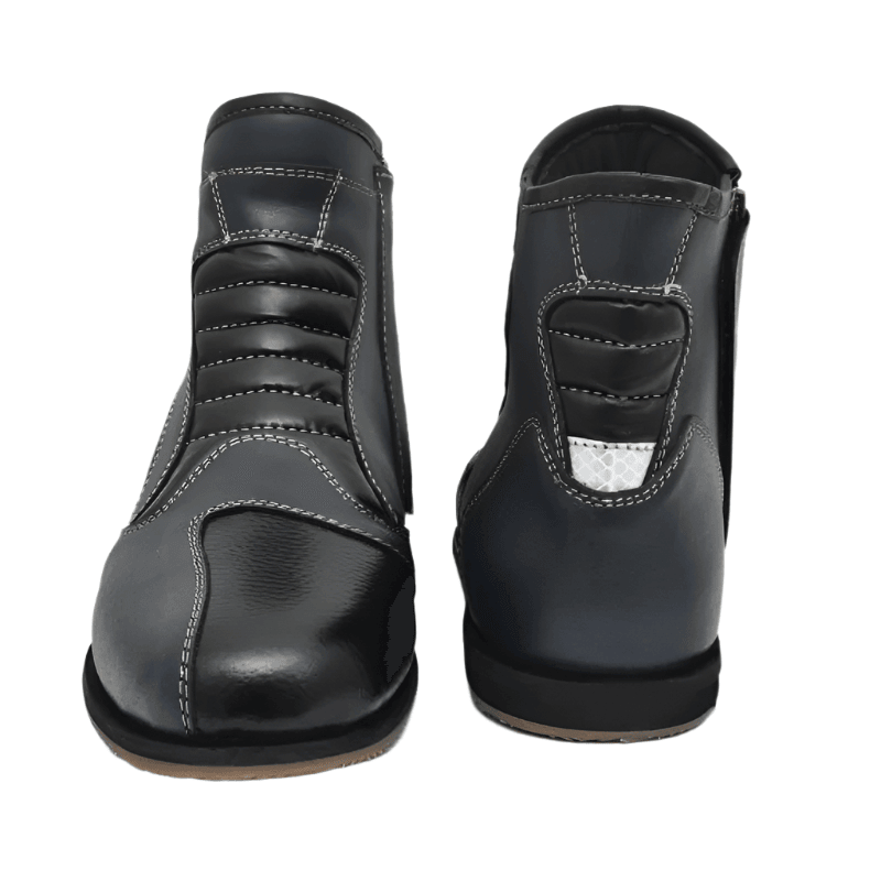 Urban Leather Biker Boots with Heavy-Duty Rubber Sole