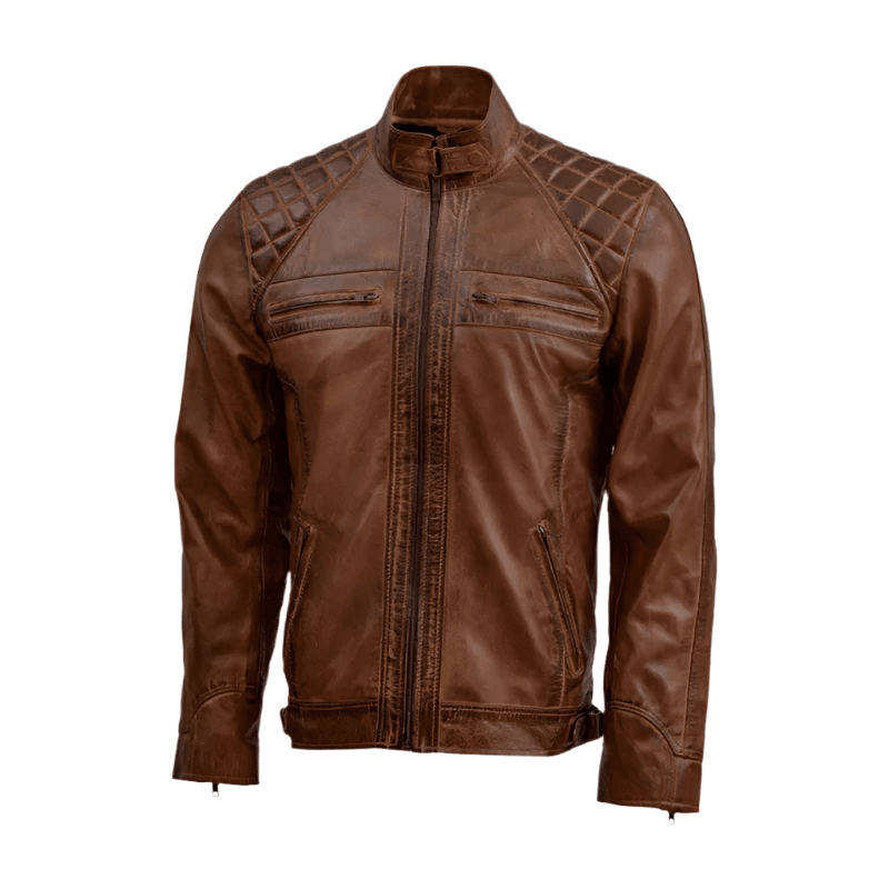 Tan Brown Waxed Leather Jacket – Stylish & Comfortable