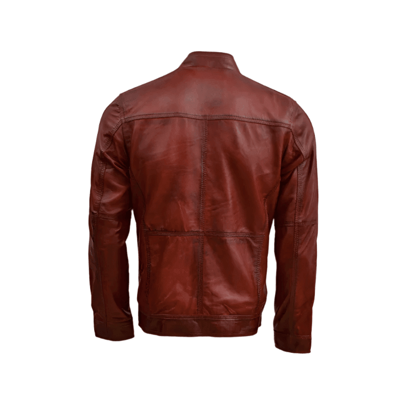 Men's Vintage Burgundy Waxed Leather Jacket – Stylish & Versatile