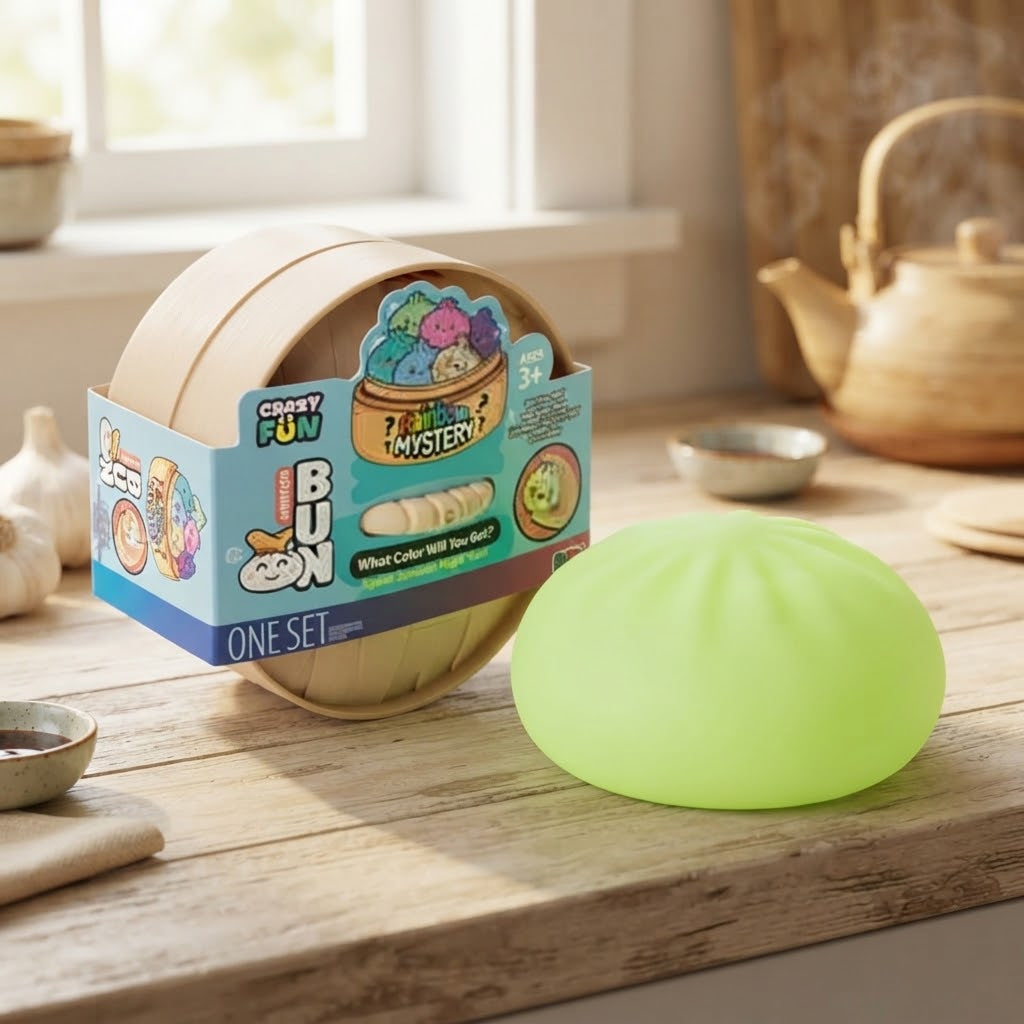 Vezmora Crazy Fun Squishy Bun Rainbow Mystery Blind Box Toy with Steamer Container - Vezmora