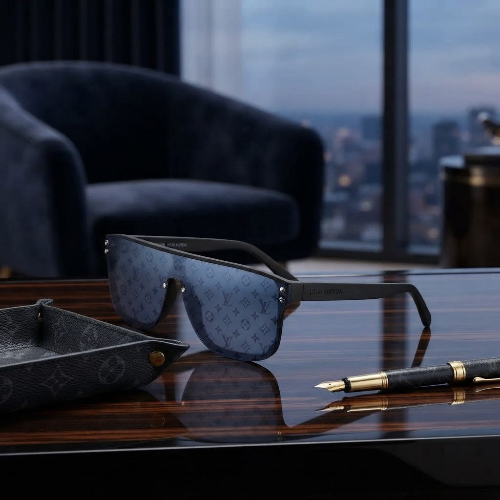 Vezmora Louis Vuitton Monogram Shield Sunglasses with Dark Lenses - Vezmora