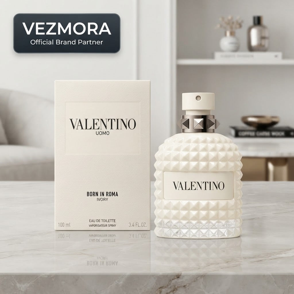 VEZMORA NEW VALENTINO UOMO BORN IN ROMA IVORY EDT SPRAY FOR MEN 3.4 Oz / 100 ml.