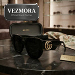 Vezmora Gucci Interlocking G Black Square Sunglasses with Case Set