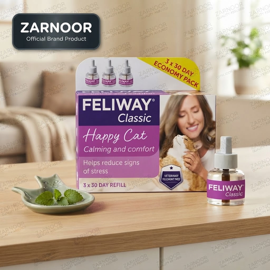 Vezmora Feliway Classic Happy Cat Calming Pheromone Diffuser Refill Economy Pack - 3 x 30 Day - Vezmora