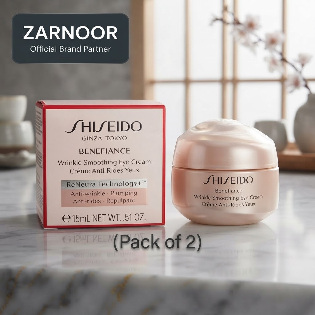 Vezmora Shiseido Ginza Tokyo Benefiance Wrinkle Smoothing Eye Cream (Crème Anti-Rides Yeux) - Pack of 2, e 15mL NET WT. .51 OZ. Each - Vezmora