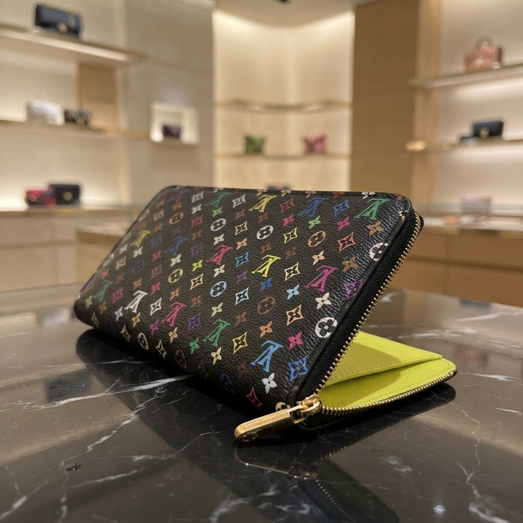 Vezmora Louis Vuitton Black Multicolore Monogram Canvas Zippy Wallet - Vezmora