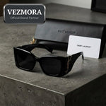 Vezmora Saint Laurent YSL Monogram Black Square Sunglasses with Case & Card Set