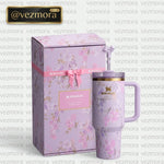 VEZmora Stanley x LoveShackFancy Insulated Stainless Steel Quencher H2.0 FlowState Tumbler with Straw and Gift Box, Lavender Floral