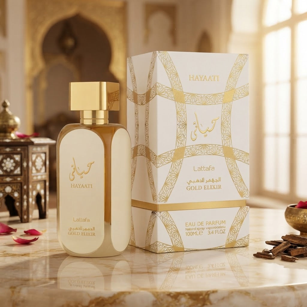 Lattafa Hayaati Gold Elixir Eau de Parfum - Luxury Fragrance Spray (100 ml / 3.4 Fl Oz) - Vezmora